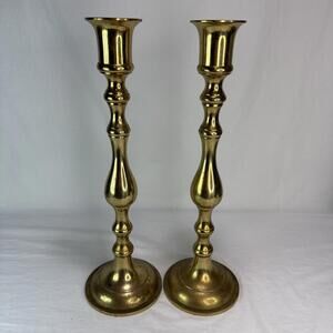 Pair of Large Japan Brass Candlesticks Candle Holder 18" Tall Vintage